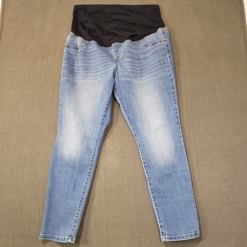 Isabel Maternity Womens 16 Skinny Crossover‎ Panel Support Pull-On Blue Jeans